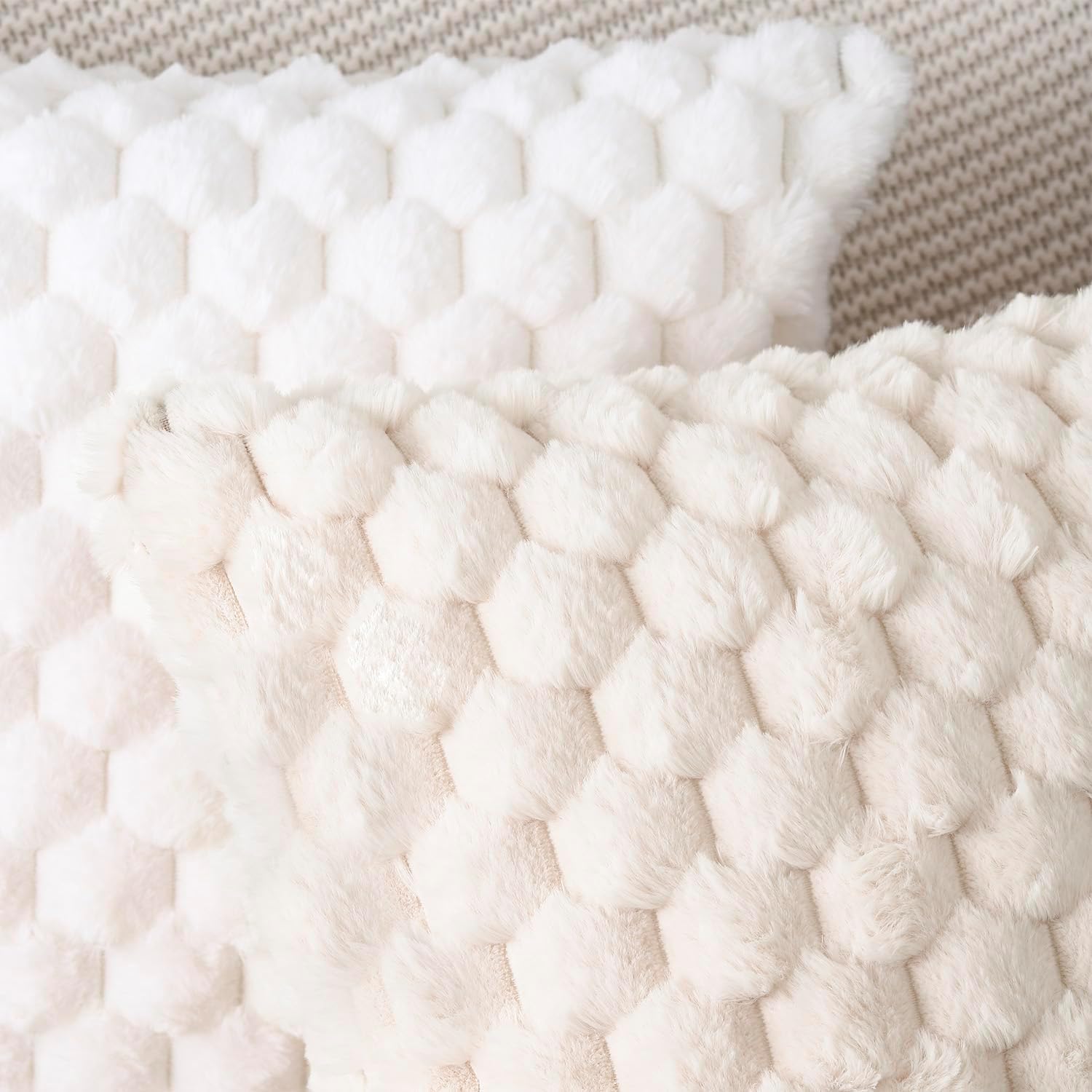 MADIZZ Faux Wool Beige Throw Pillow Covers 26x26 InchSet of 2 Super Soft Boho Pillow Covers Decorative Textured Throw Pillowcases Modern Farmhouse Home Decor for Sofa Bedroom