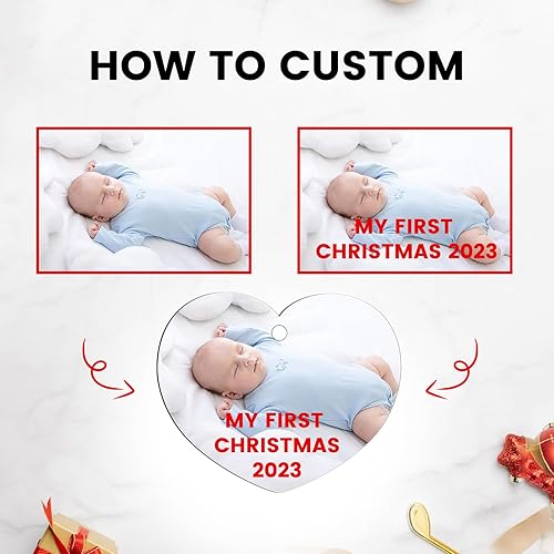 Miniatura 3 de Adorno fotográfico de Navidad personalizado con cualquier imagen, adorno colgante de palabra con imagen personalizada, regalo 2023 para decoración