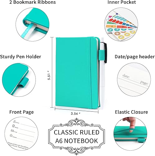 Miniatura 2 de Feela - Paquete de 6 cuadernos pequeños de bolsillo a granel, mini cuadernos de notas memo de tapa dura con líneas universitarias y soporte para