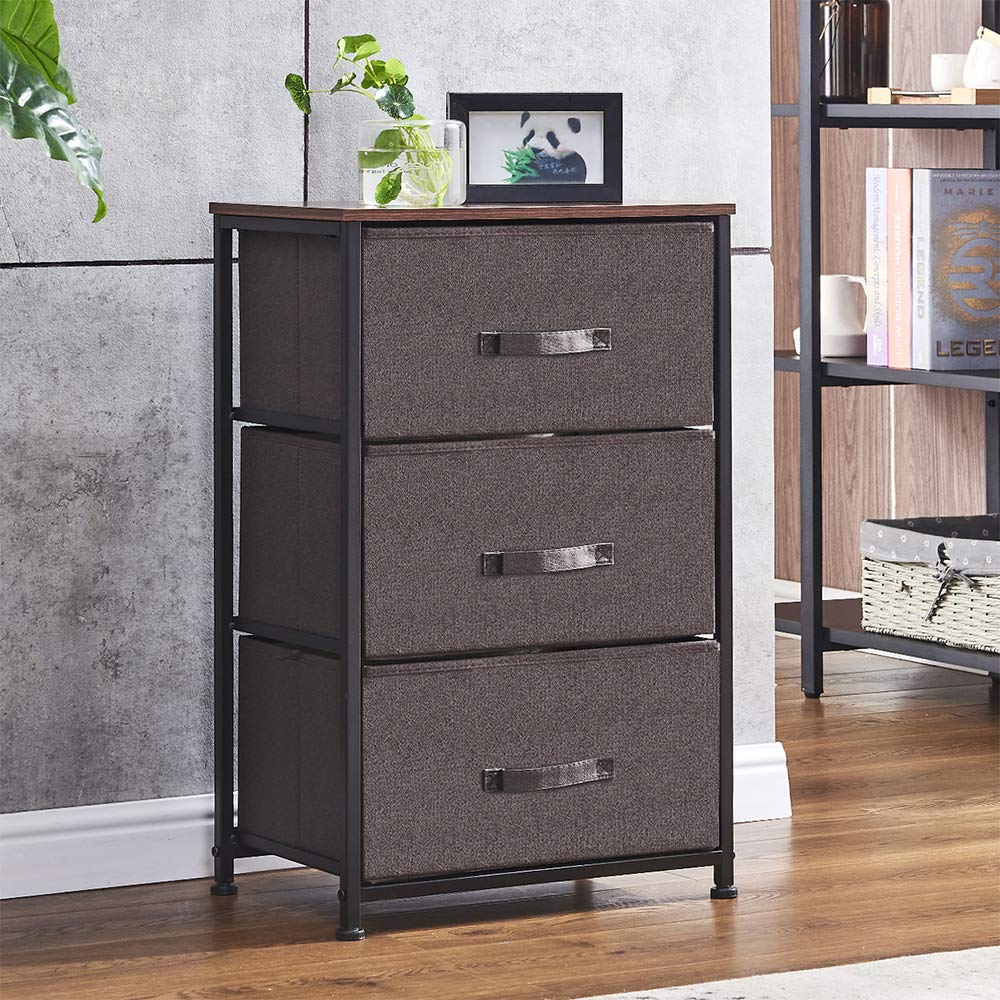 Buy 3 Fabric Drawers Beside Nightstand Table Unit Storage