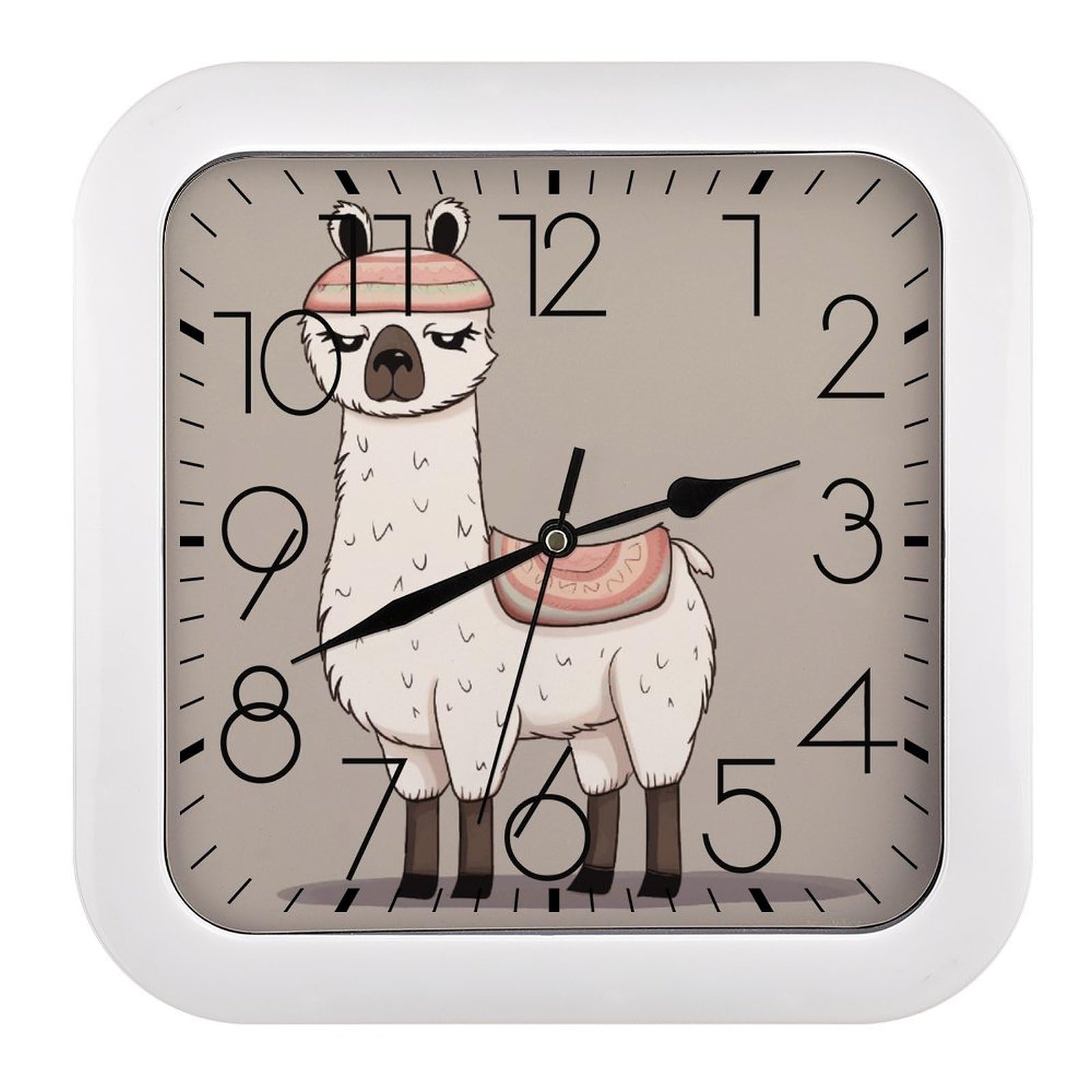 LDGSUPH No Drama Llama Wall Clock Silent Non-Ticking Modern Clock Personalized Vintage Square Clocks for Travel Office Kitchen Home Decorative Clocks 10.2 Inch