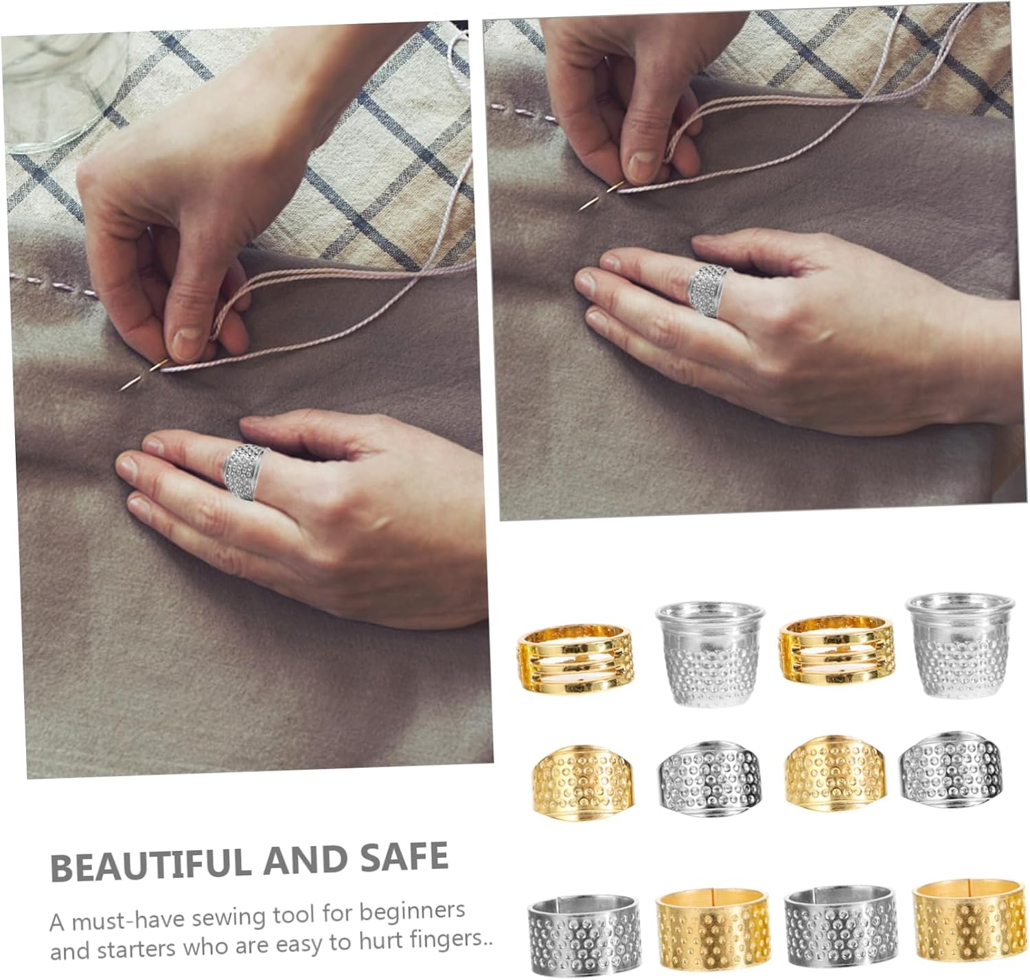 HEALSOPTHY 12pcs Metal Sewing Thimble Set Finger Protector for Quilting Embroidery Crafts Includes for Beginners and