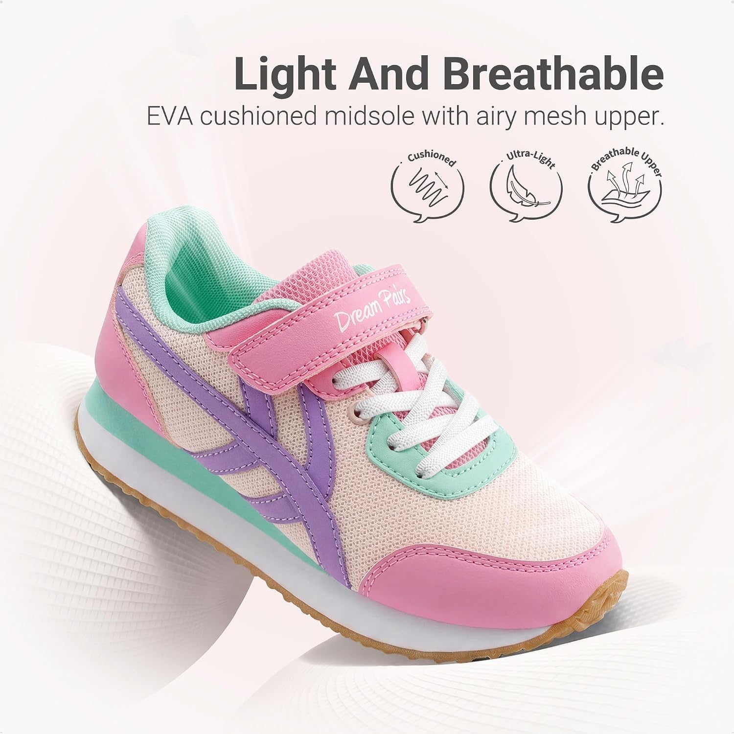 DREAM PAIRS Girls Sneakers Tennis Running Casual Footwear Breathable Lightweight Colorful Classic Walking Shoes for Little/Big Kid