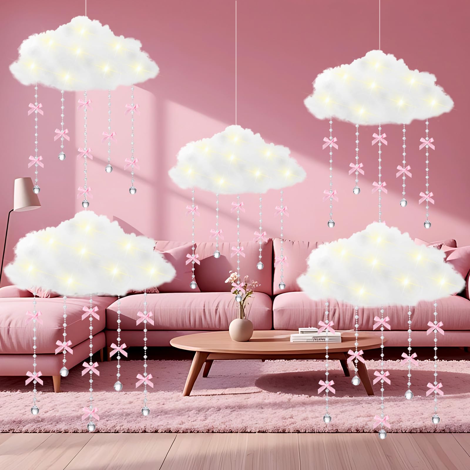 Nuages artificiels cristaux attrape-soleil suspension 3D lumineuse