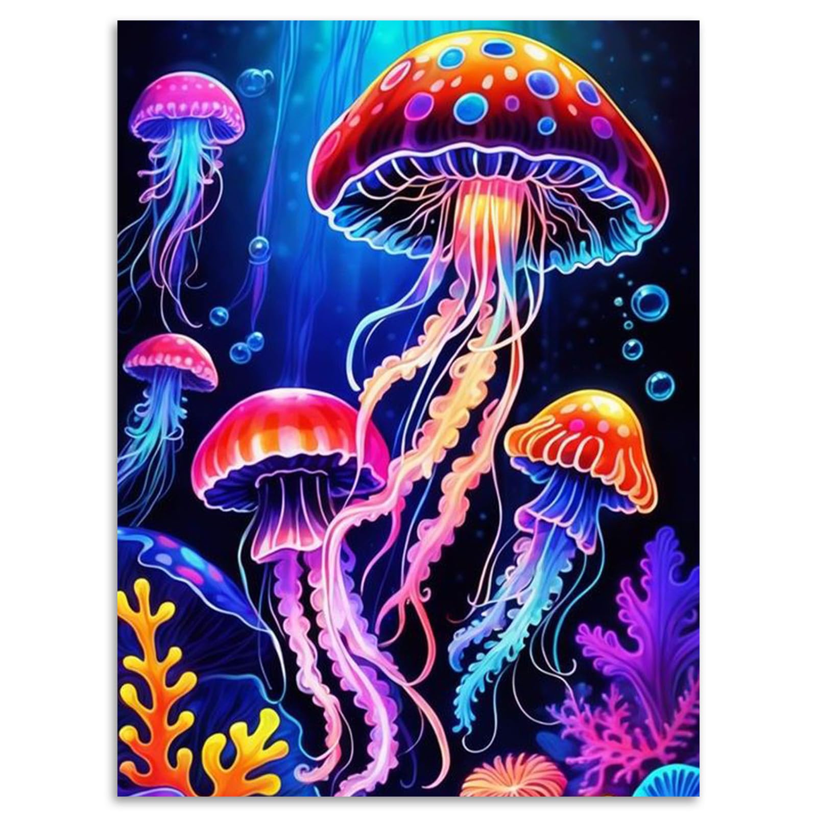 Kalonyth Dp-Uk09 Jellyfish Diamond Art Kits Adults, Marine Life Diamond Painting Kits For Adults, 5D Diy Full Round Drill Gem Art Painting For Home Wall Decor 12X16 Inch
