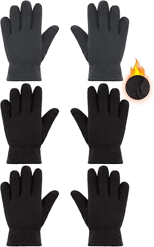 SATINIOR 3 pares de guantes de invierno de forro polar para niños y niñas, guantes cálidos para niños y niñas, suministros de actividades al aire