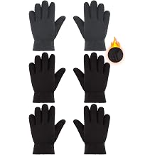 3 Pairs Winter Fleece Gloves Kids Soft Warm Mitten for Boys Girls Full Fingers Outdoors Activities 5-12 Year