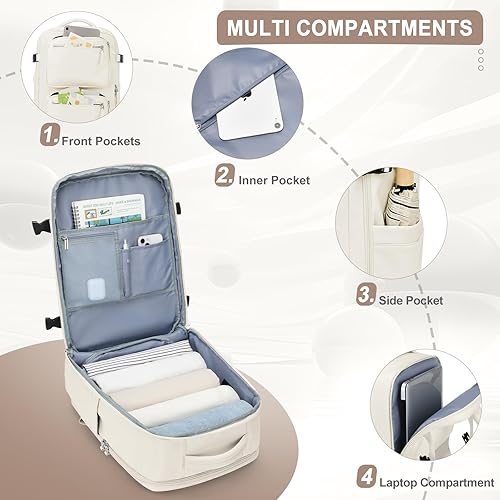 Miniatura 4 de Mochila de viaje para mujeres y hombres, mochila de transporte para aprobación de vuelo, mochila de viaje para artículos personales mochila de