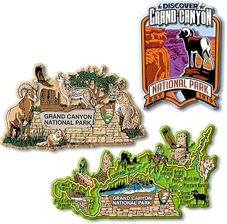 Grand Canyon Set of 3 Magnets by Classic Magnets, 3D Rubber Vintage-Style Collectible Souvenirs and Gifts Made in The USA