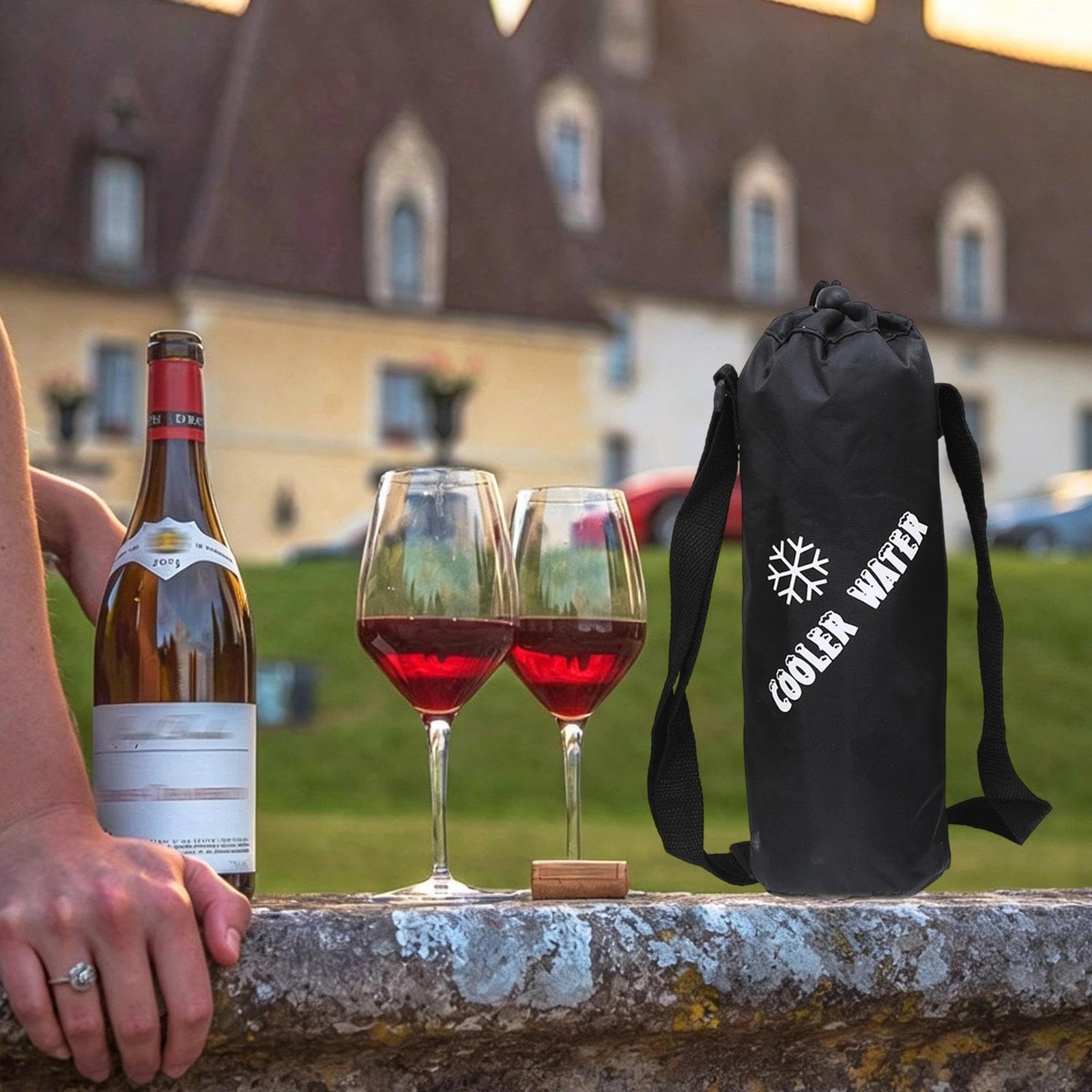 2PCS Borsa per Bottiglia Termica, Borsa Termica per Bevande con Tracolla Regolabile, Borsa Portatile per Bottiglia D'acqua Piccola, per Esterni, ViaggiS
