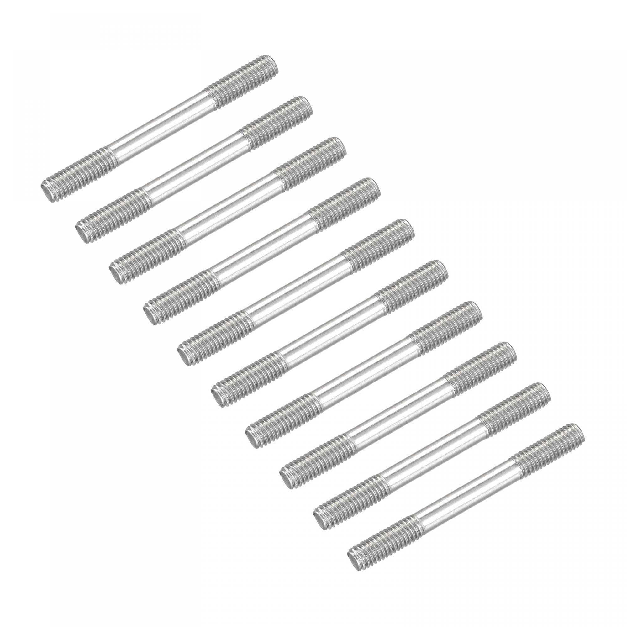 sourcing map Double Ended Stud Screws (M6 Thread 55mm Length) 20pcs, 304 Stainless Steel Dual Threaded Rod Bolts - for House Maintenance