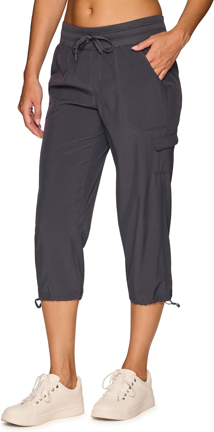 RBX Active Women's Cargo Capri Pant with Pockets Fashion Lightweight Woven with Drawstring - Image 3