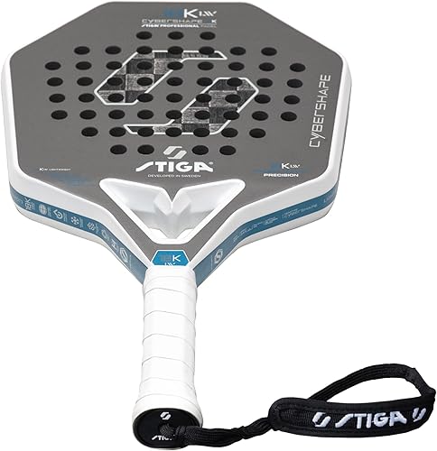 Miniatura 8 de Stiga Raqueta de pádel 18K LW Cybershape, hoja ligera de fibra de carbono para jugar tenis de mesa intermedia para adultos y jóvenes