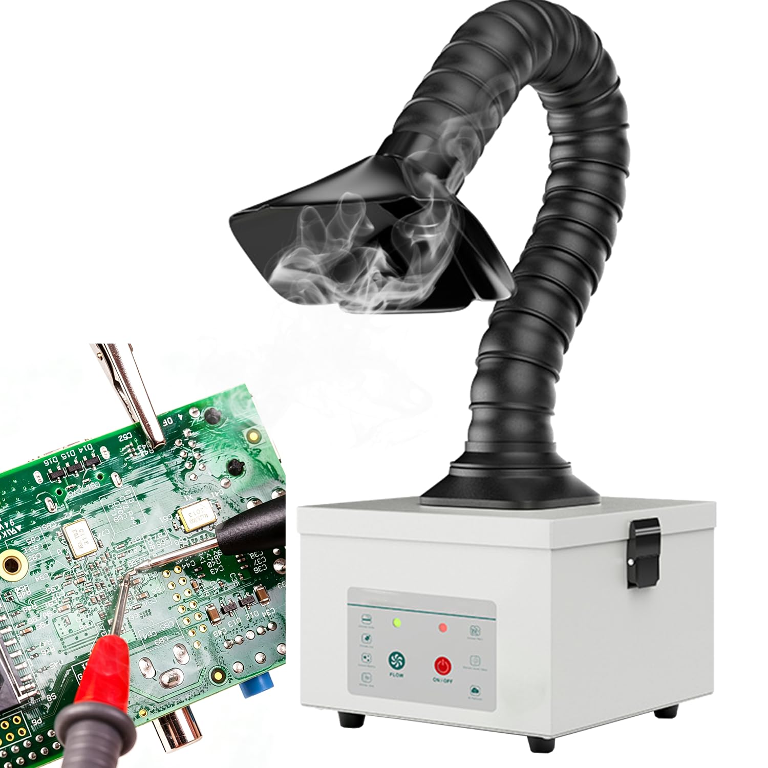 Lötabsaugung 45W, Lötrauchabsaugung mit Aktivkohlefilter, Lötrauchabsorber Desktop Mobil Rauchabsauger 138 m³/h, Geräuscharmes Rauchreinigung für Lötrauch, Laserdampf & Feinstaub