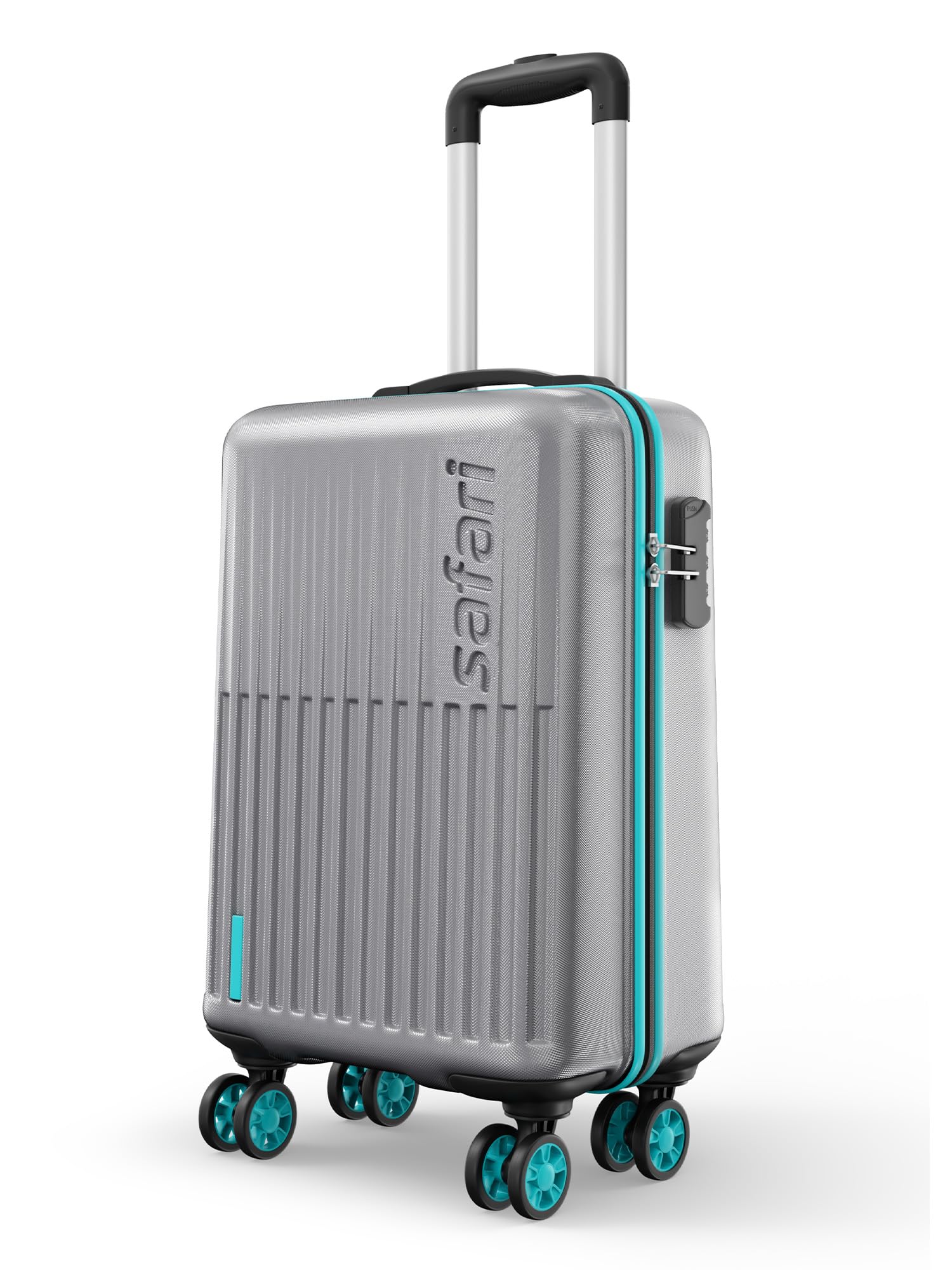 Safari Cabin Astra Neo 8 Wheels 56cm Size Carry-on Trolley Bag, Hard Case Polycarbonate, 360 Degree Wheeling Luggage for Men & Women, Travel Bag, Suitcase for Travel, Silver