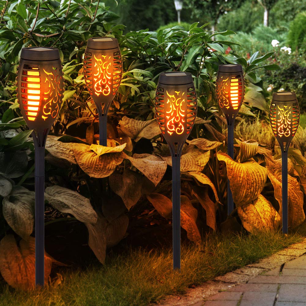 Solar Flammen Fackeln Gartenleuchte Solarlicht im Freien Solarfackeln für Außen Flamme Solarleuchten Fackel für Außen, Feuereffekt, 12x LED, DxH 7,5x51 cm, 12er Set