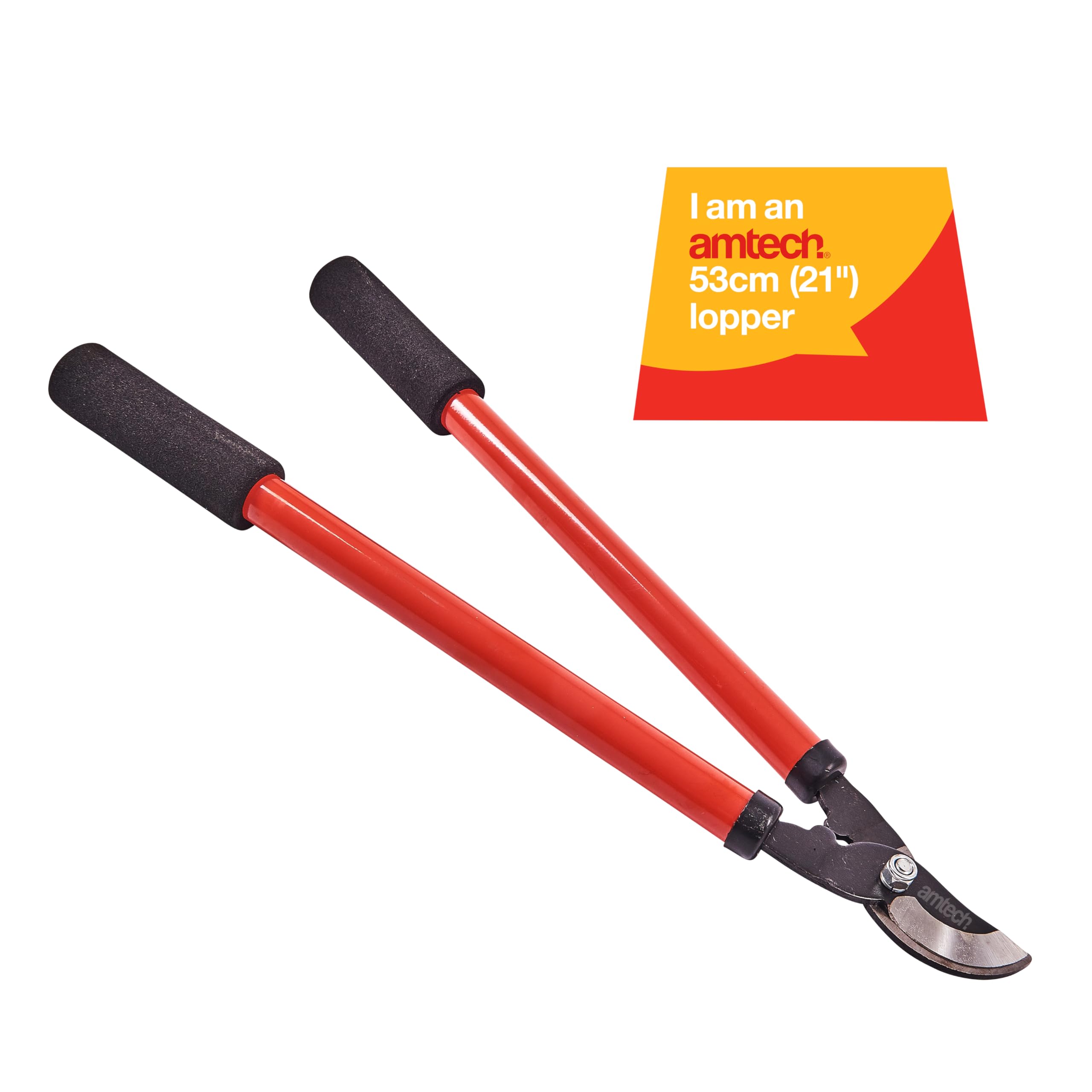 Amtech 21" By-Pass Lopper, Lightweight Tubular Handles, Soft Grips, Clean Cuts for Healthier Growth, for Pruning Medium Branches, 530mm Length