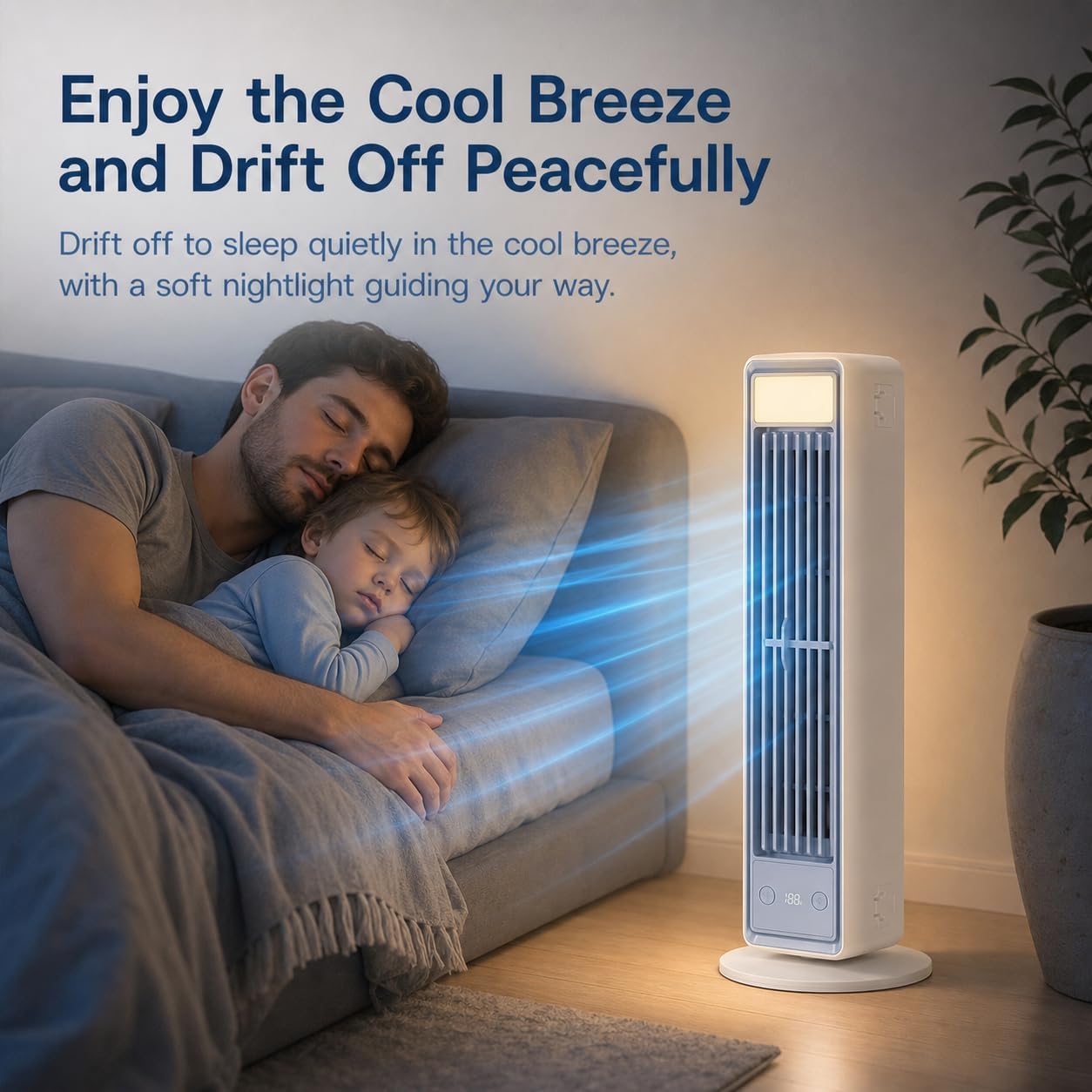 Tragbare Klimaanlage für Schlafzimmer,Luftkühler Wasserkühlung Geräuscharm | Mobiler Luftkühler,Ventilator ohne Flügel mit Nachtmodus,5 Geschwindigkeiten,Zuhause,Wohnbereich,Büro (blau)