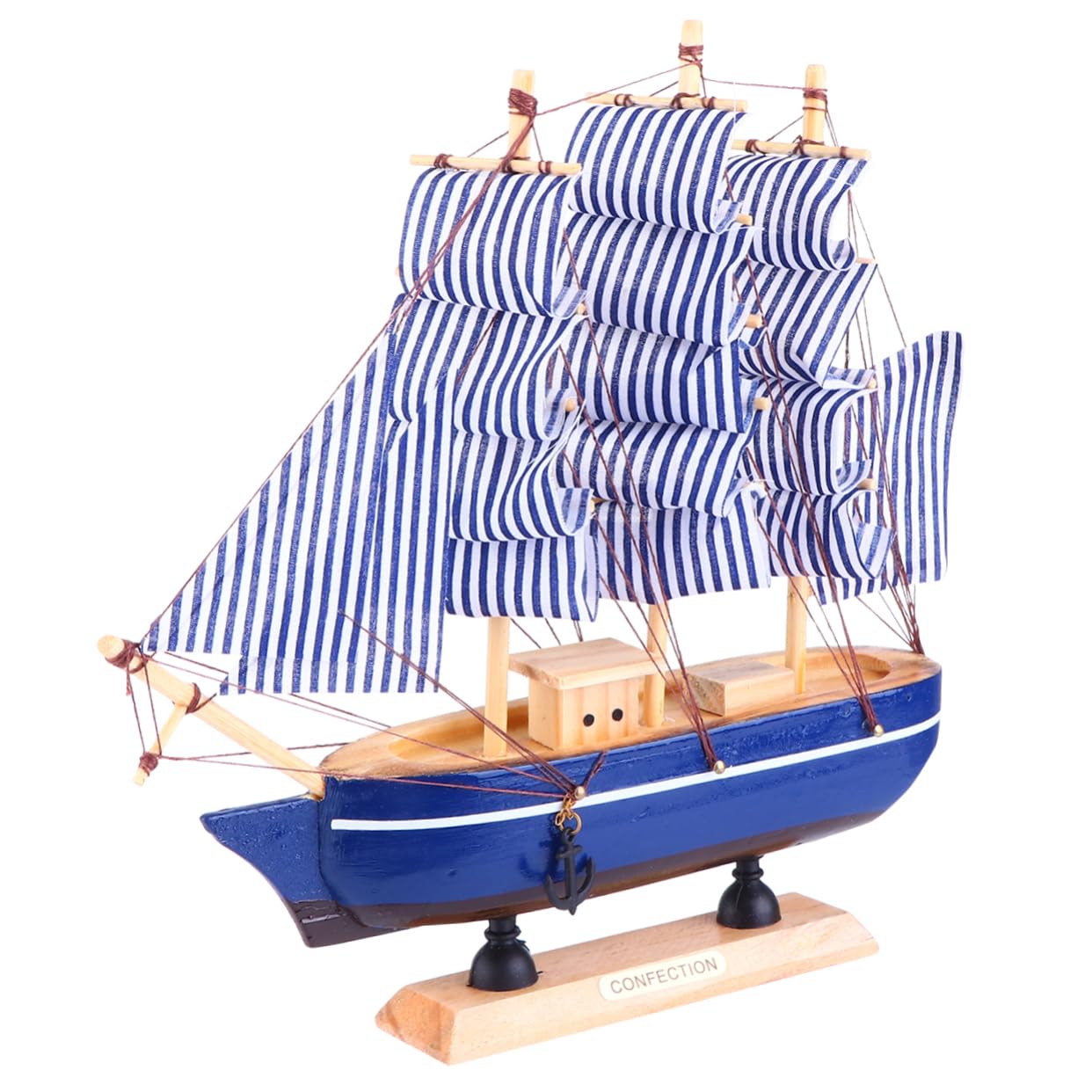 BEBEMOKO 1Pc Wooden Sailboat Model Decor Nautical Themed Ship and Cloth for Home Office Decoration Parties Rooms and More