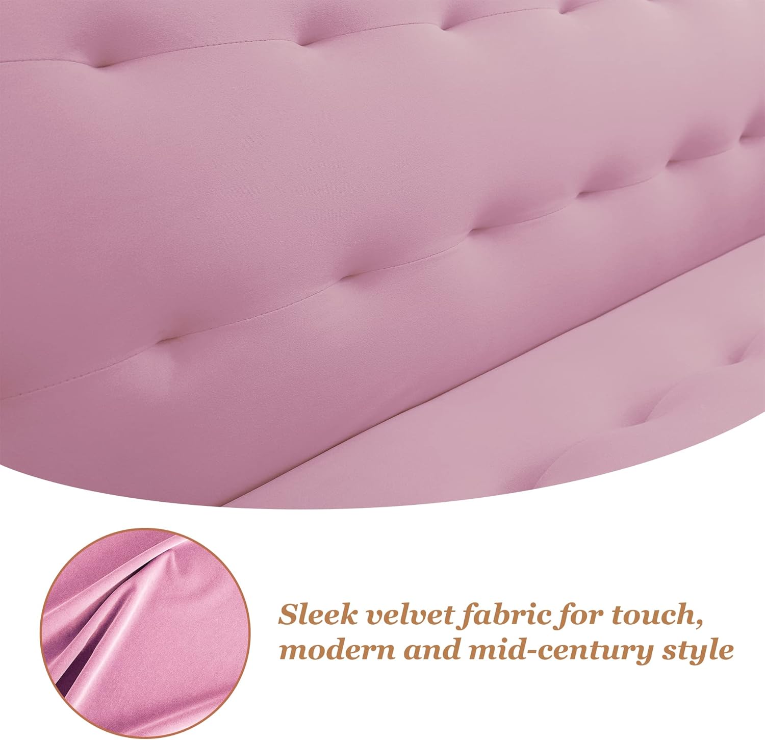 SUMKEA Futon Tufted Back Convertible Sofa, 68” Twin Size Sofa Bed, Modern Living Room Futons Set (Pink)