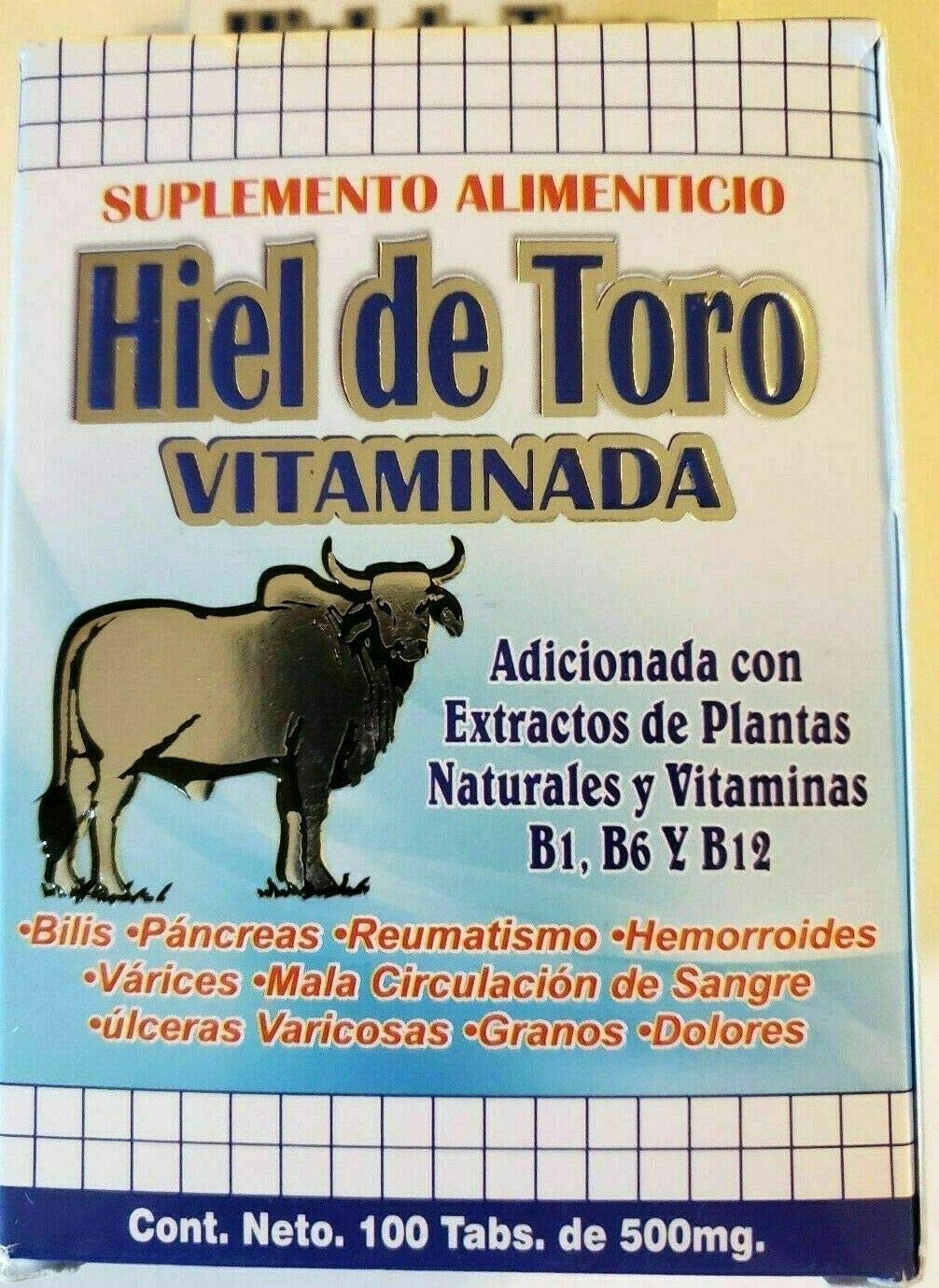 HIEL DE Toro VITAMINADA"para Bilis, Reumatismo, Mala Circulacion, Dolor"100 Tabs
