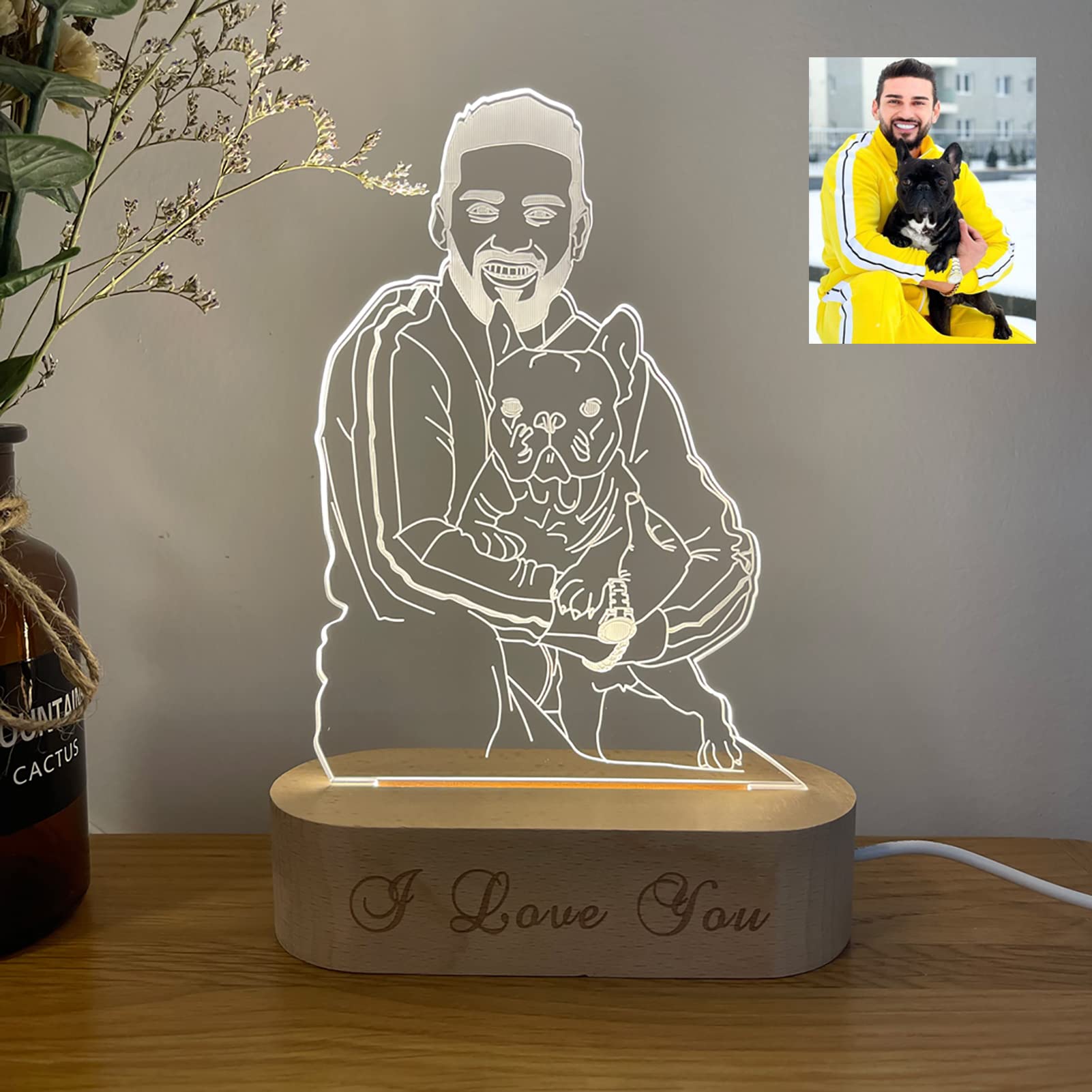 Lámpara de fotos personalizada Impresión 3D, Lámpara de fotos personalizada Texto de grabado de fotos en 3D, Lámpara 3D personalizada para ella Él Ideas de boda Idea de regalo Pareja Aniversario