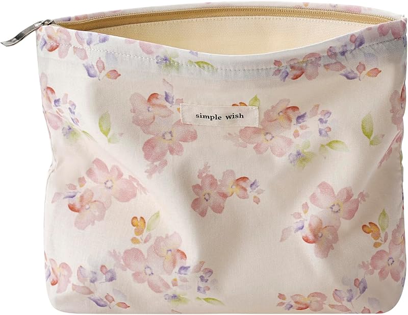 Necessaire de Maquiagem Floral RSRSLEII em Poliéster com Zíper, 20,07 x 17,78 x 5,08 cm, 29Pink Cherry Blossom