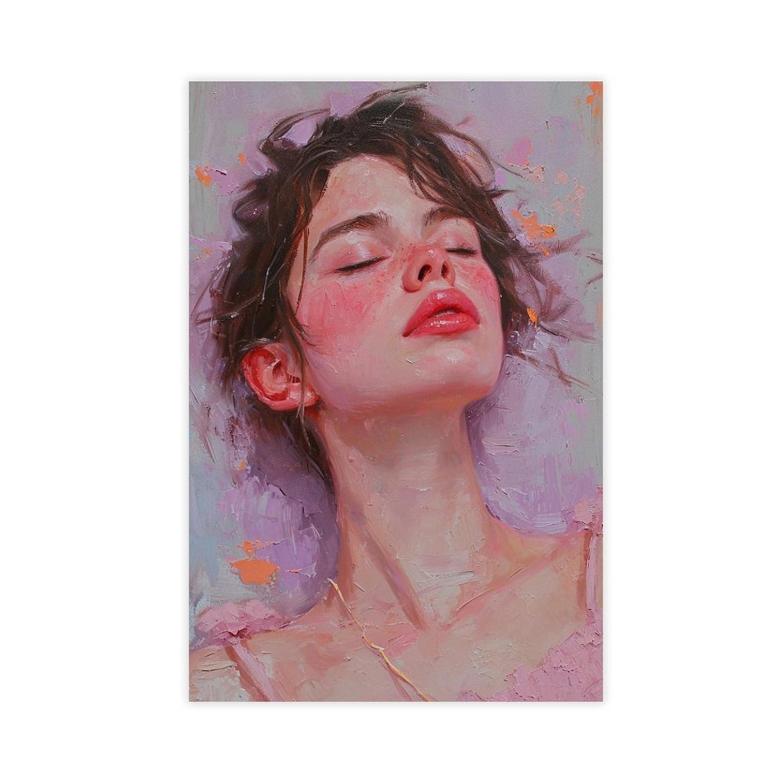 Bareronor Pastel Preppy Girl Portrait Canvas Poster Bedroom Decor Landscape Office Room Decor Gift 12" L X 18" W