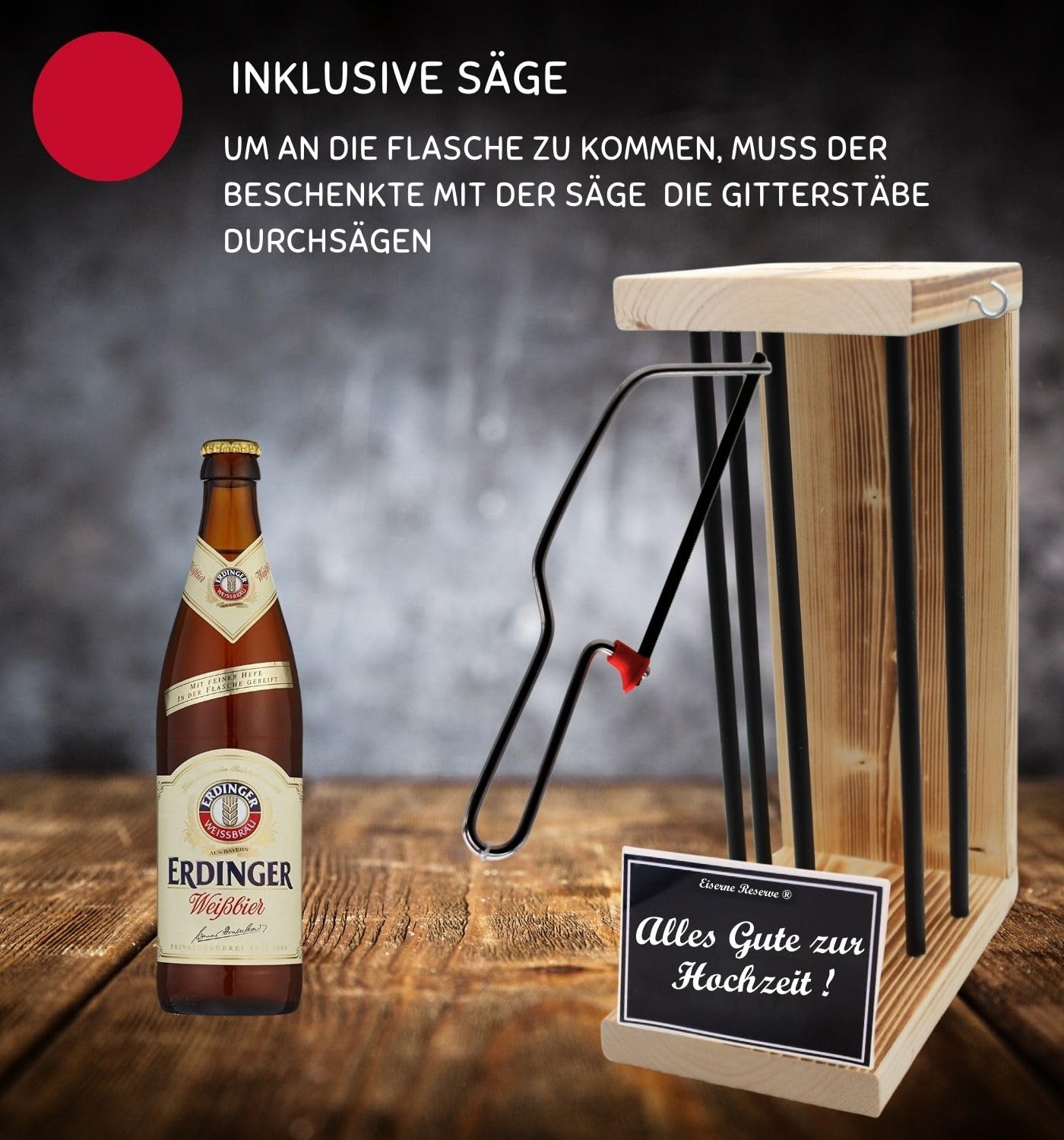 Erdinger Weißbier Hochzeit Geschenk - Eiserne Reserve Black Edition Bier Biergeschenk s/w Alles Gute zur Hochzeit Bier (1 x 0.5 l)