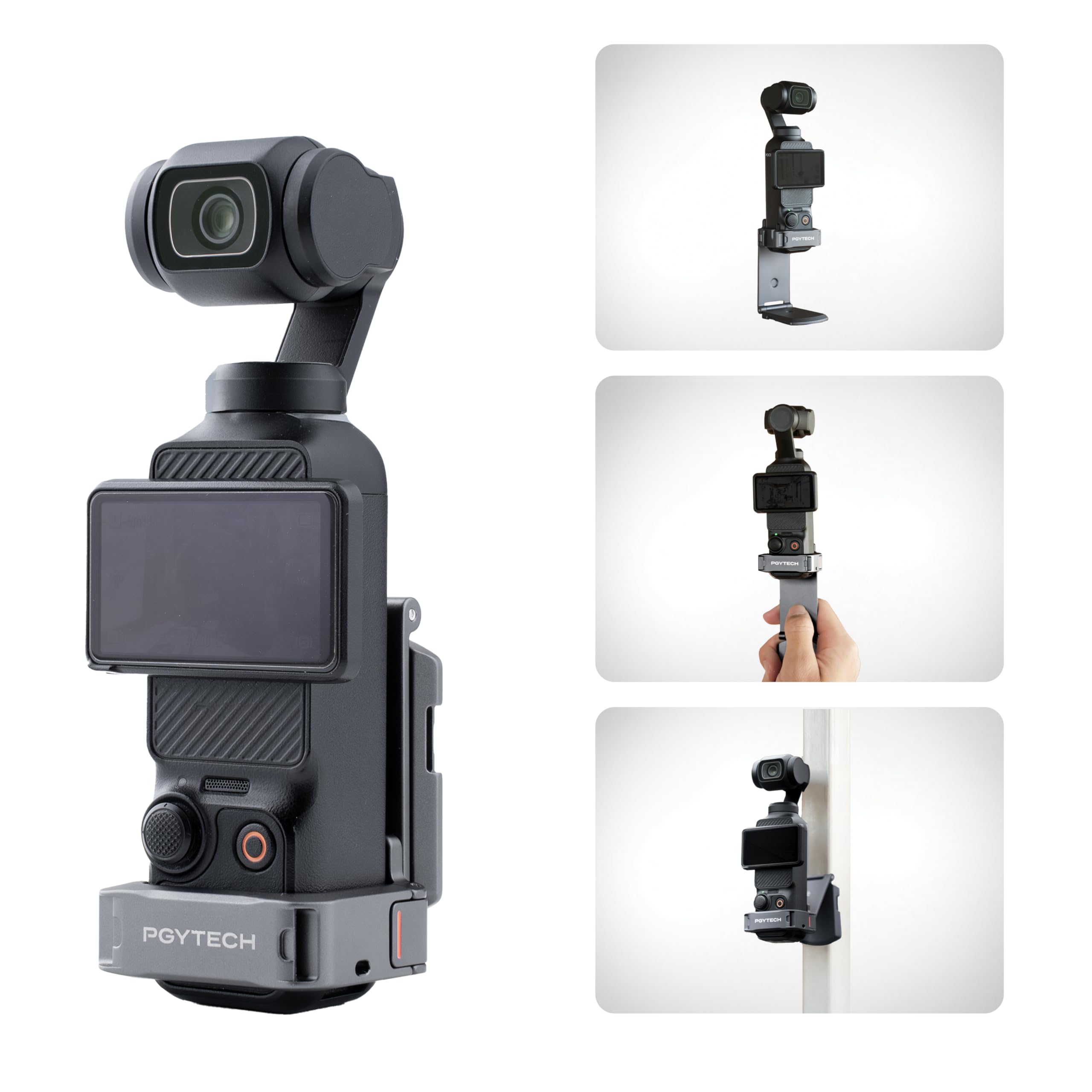 PGYTECH Expansion Adapter Magnética para dji Osmo Pocket 4/3, Soporte Plegable con Arca-Swiss y Zapata Fría, Rig de Vlogging 40N, Accesorio Jaula Ligera de Protección