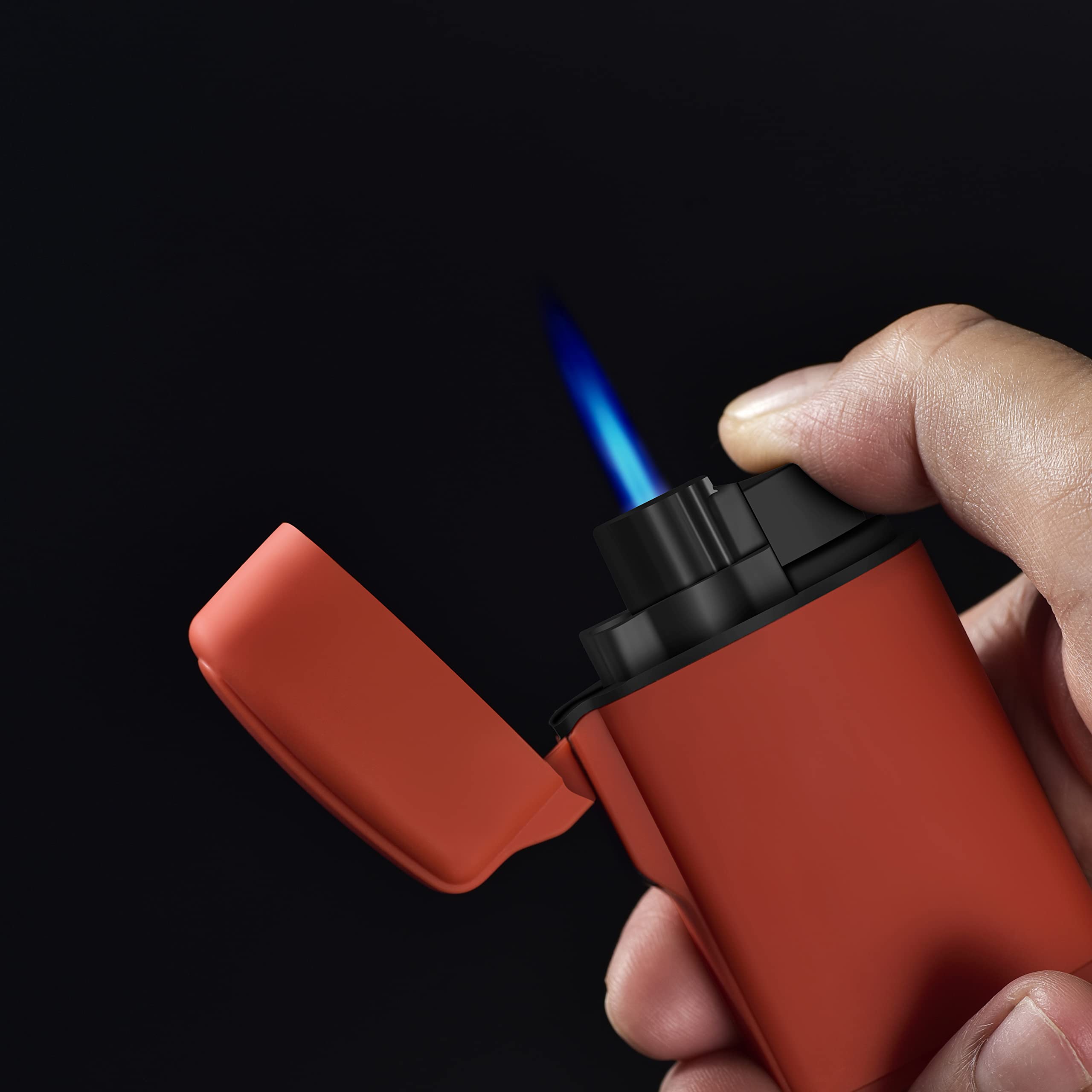 Mini briquet tempête tempête jet flamme butane poche rechargeable pour bougies, plein air, camping (butane non inclus) (2, noir)