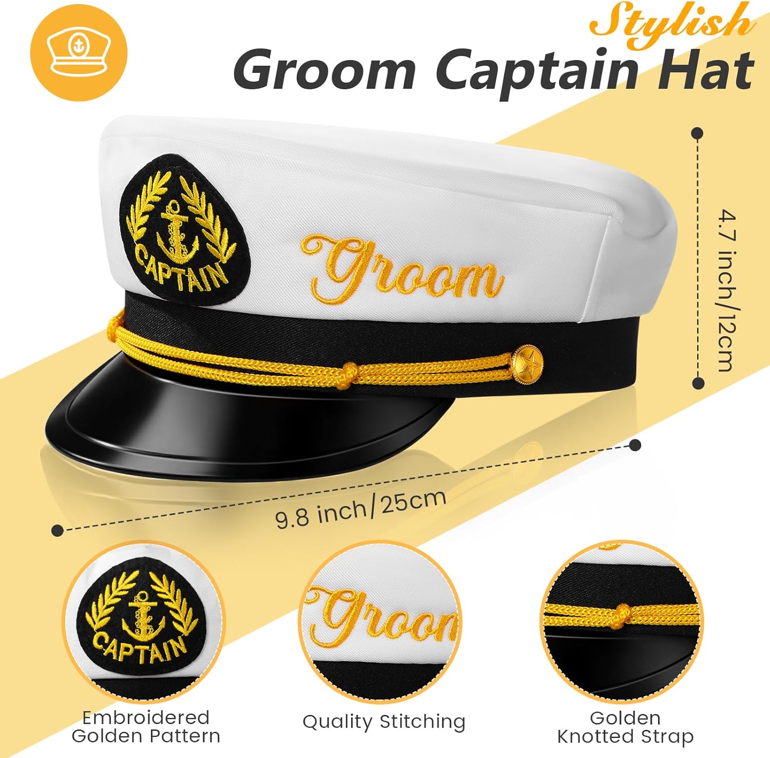 Hercicy Bachelor Party Captain's Hat Glasses Sash Set, Captain's Hat Bachelorette Sash Sunglasses Funny Accessories for Bridal Shower Wedding Party Decorations Gifts Favors - Image 3