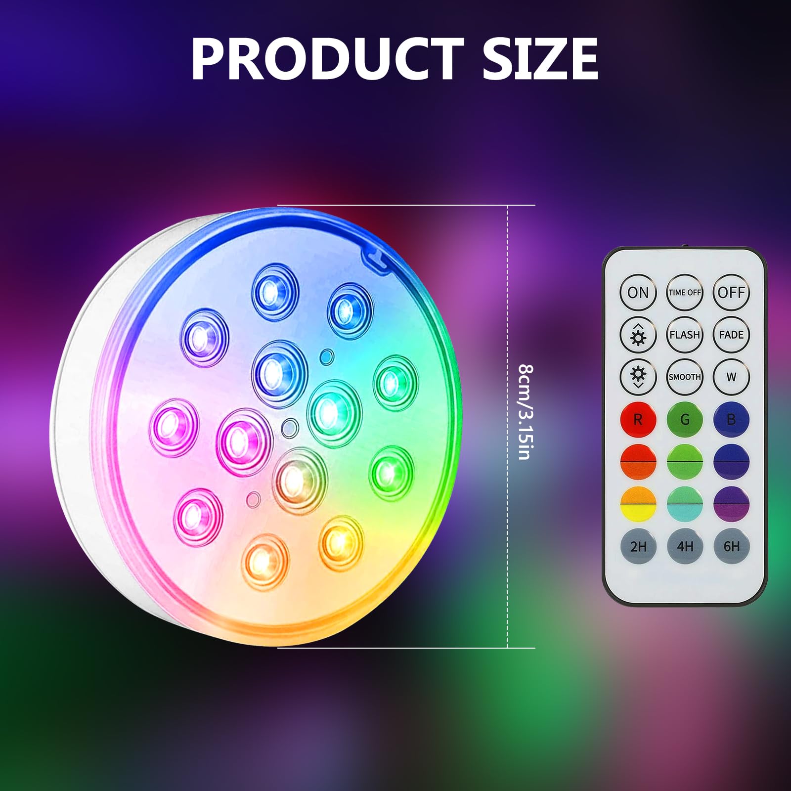 Oświetlenie podwodne do basenu, 2 sztuki, z pilotem zdalnego sterowania, wodoszczelność IP68, 13 diod RGB, oświetlenie stawu, do ogrodu, na basen, wannę, akwarium