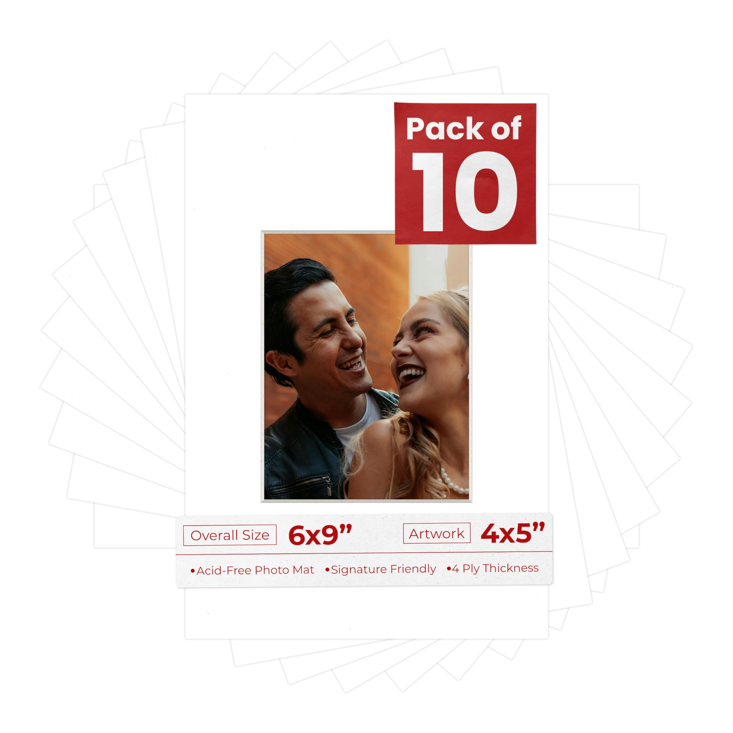 Poster Palooza Pack of Ten Acid Free 6x9 Mats Bevel Cut for 4x5 Photos - White Precut Matboards with Backing Boards and Self Seal Photo Mat Bags for Pictures, Photos, Framing - 4-ply Thickness-image-48