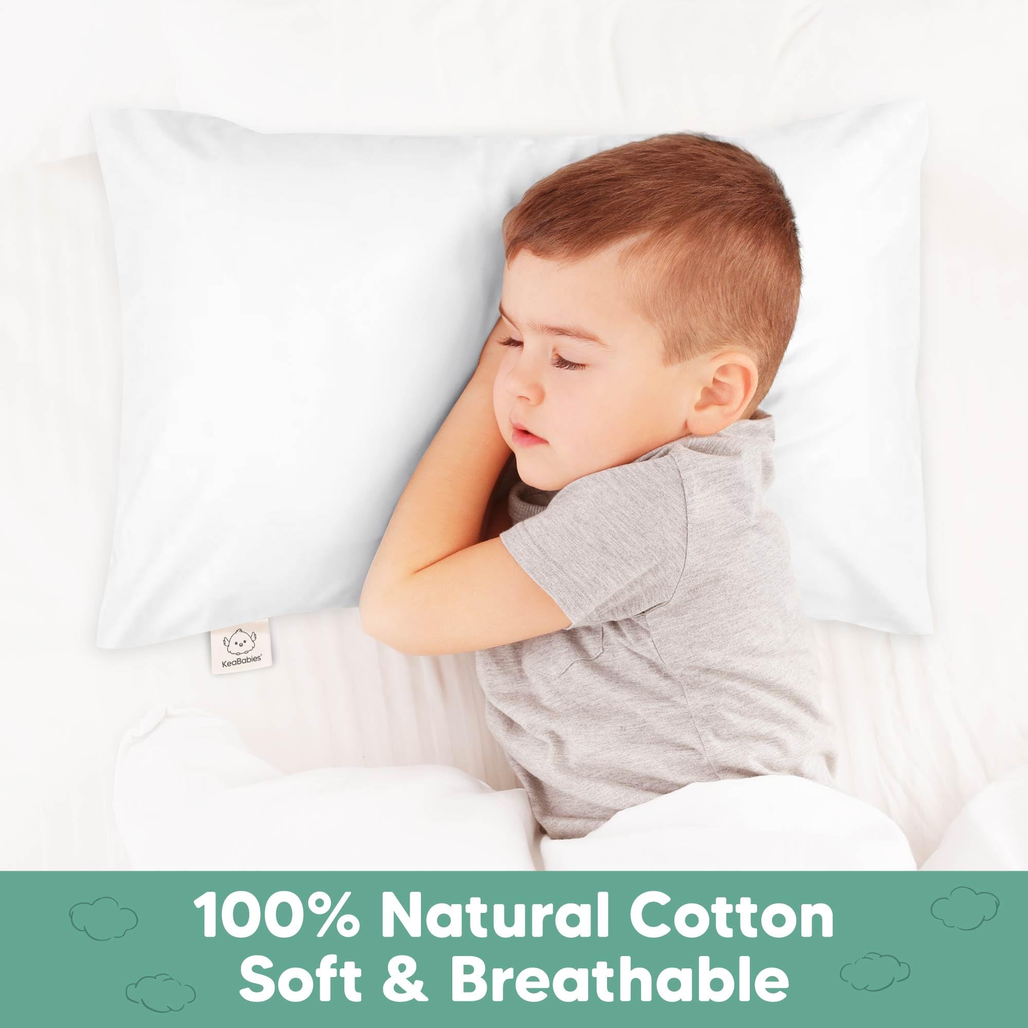 KeaBabies Taie d'oreiller pour Enfant, Coton Biologique - 35x51 cm garçon, Fille, Doux et Durable en Oreiller de Couchage Miniature, Couleurs Mignonnes (Soft White)
