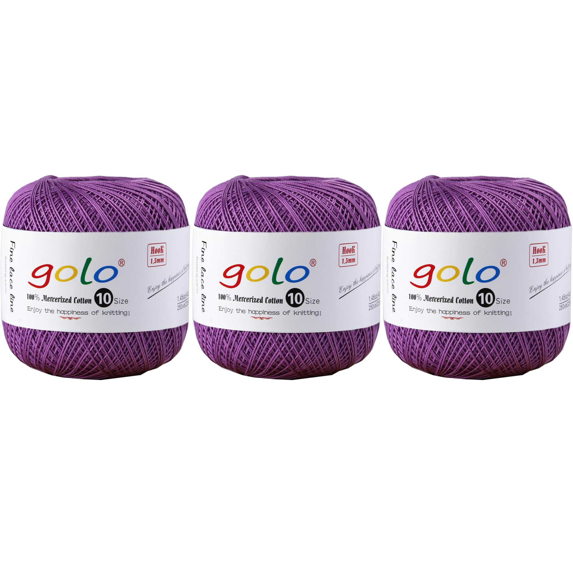 golo 3 Balls Crochet Thread Size 10 Crochet Yarn for Hand Knitting 634 — image 1