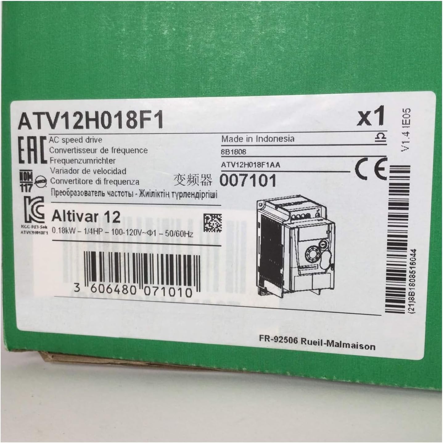 YNPPLGTJC ATV12H018F1 AC Servo Drive 0.18Kw .25Hp Sealed in Box 1 Year Warranty