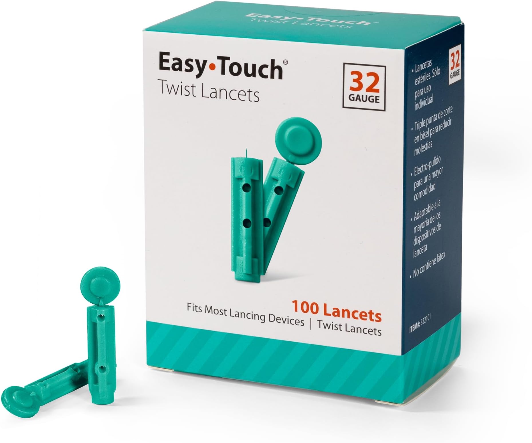 EasyTouch Twist Lancets - 32 G, (100 per Box)