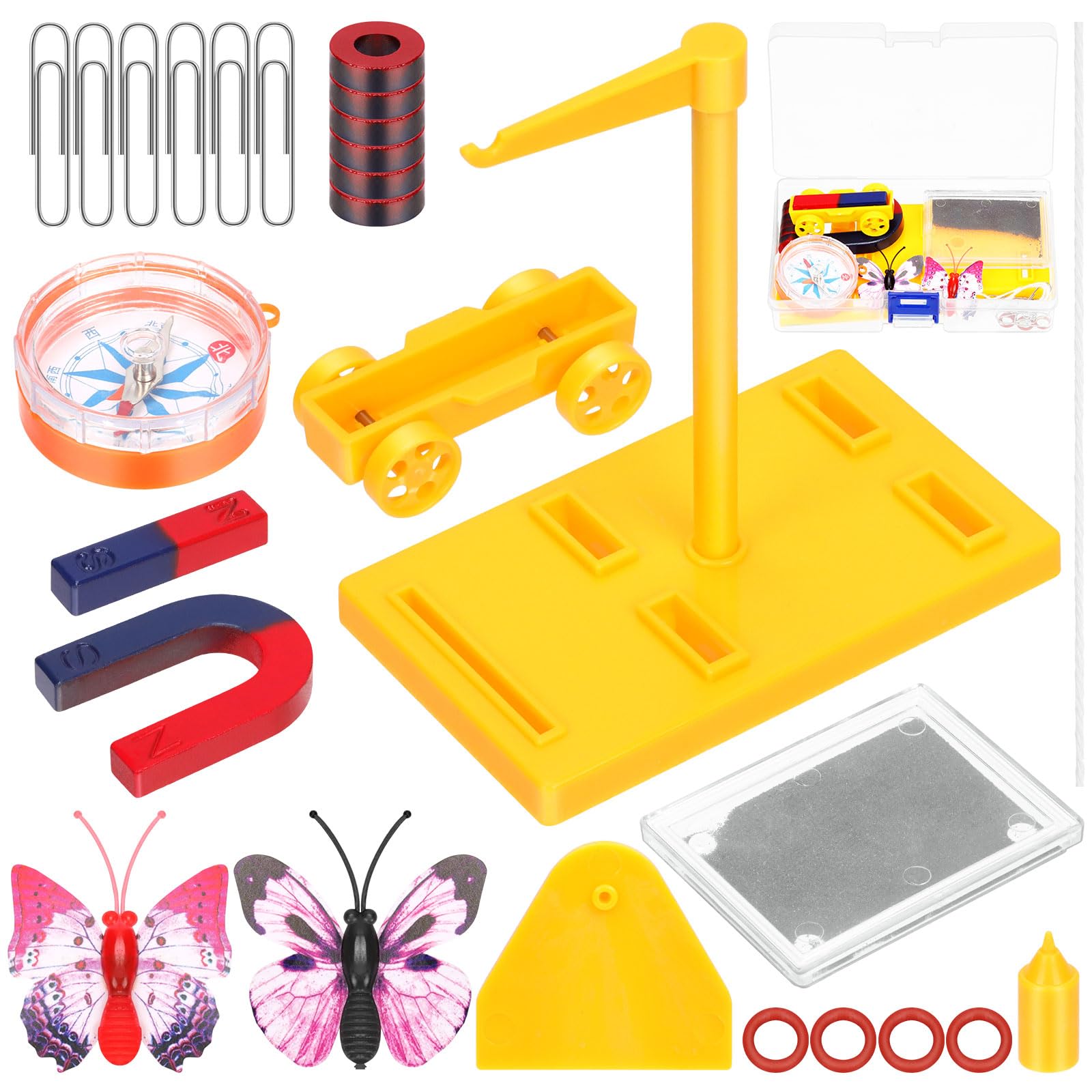 Tanstic 29Pcs Science Magnet Kit Physics Electromagnet Experiment Set Electricity and Magnetism Science kit Science Magnet Set for Education Science Experiment