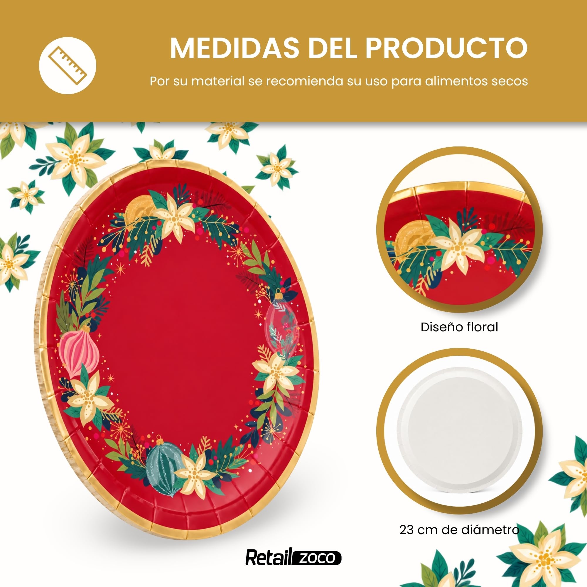 Platos de cartón, Platos Desechables cartón, Diseño Navideño, 12 Unidades - imagen 4
