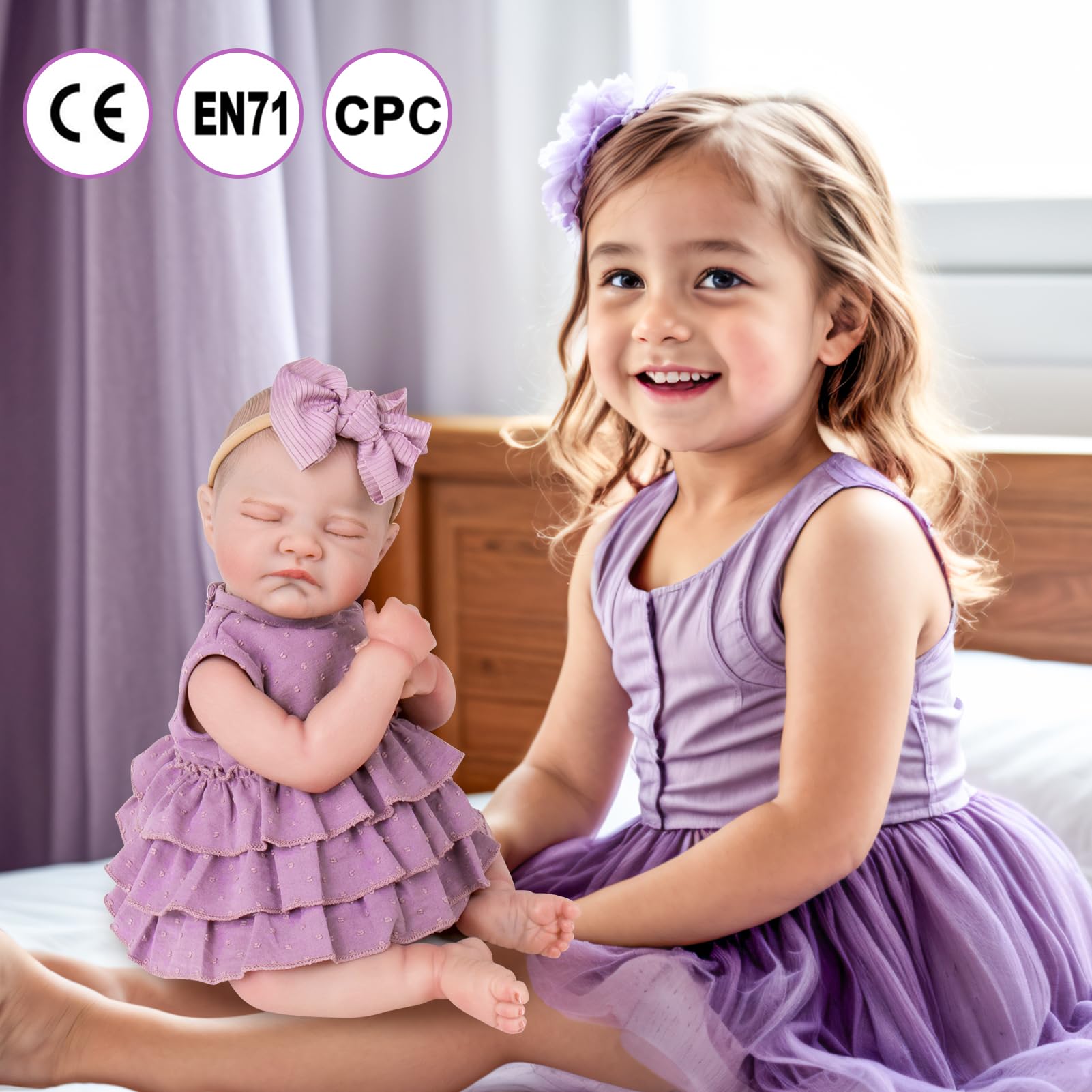 Muñecas realistas de bebé recién nacida, muñeca recién nacida realista de 20 pulgadas con extremidades posables y kit de alimentación, juego de regalo de muñeca Reborn de la vida real con peso 4