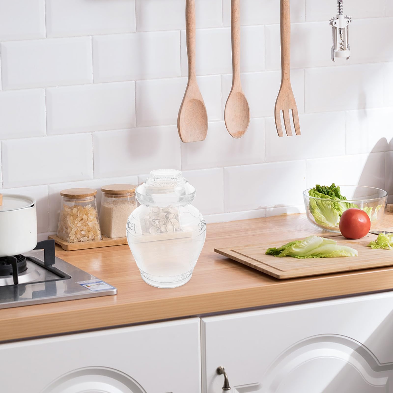 GALPADA Barattolo per Sottaceti Domestici 5l in Vetro Trasparente | Contenitore per Conservazione, Uso Semplice e Pratico, Adatto a Caramelle e Cereali Stile Casuale