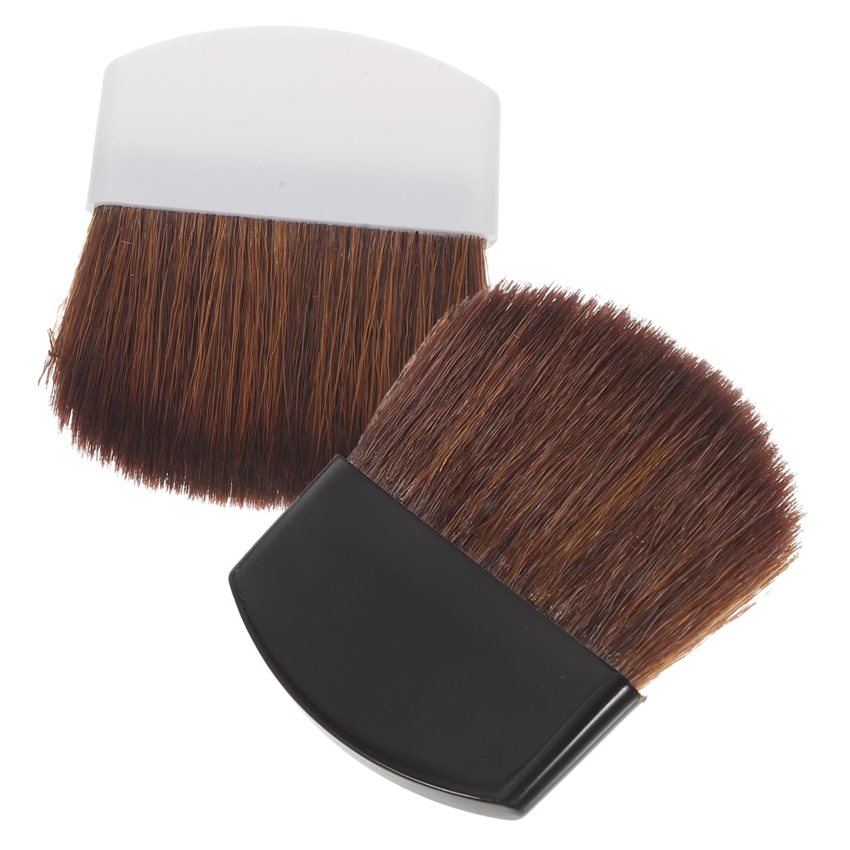Brocha para Rubor Portátil de Plástico, Pack de 2, Color Claro y Negra | Brochas de Maquillaje para Rubor, de Pelo de Caballo, Suaves y Densas, para Base, Cepillo Profesional