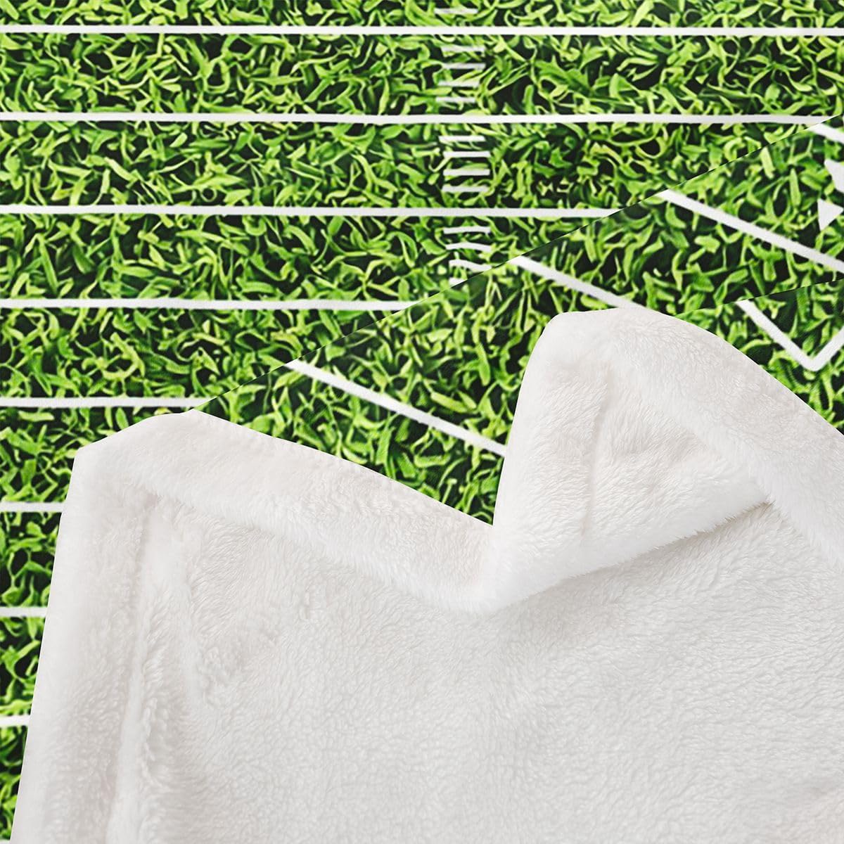 Feelyou Football Field Fleece Throw Blanket Rugby Sports Sherpa Plush Blankets and Throws for Kids Boys Teens America Football Flannel Fuzzy Blanket for Bed Sofa Couch 50"x60" - Image 3