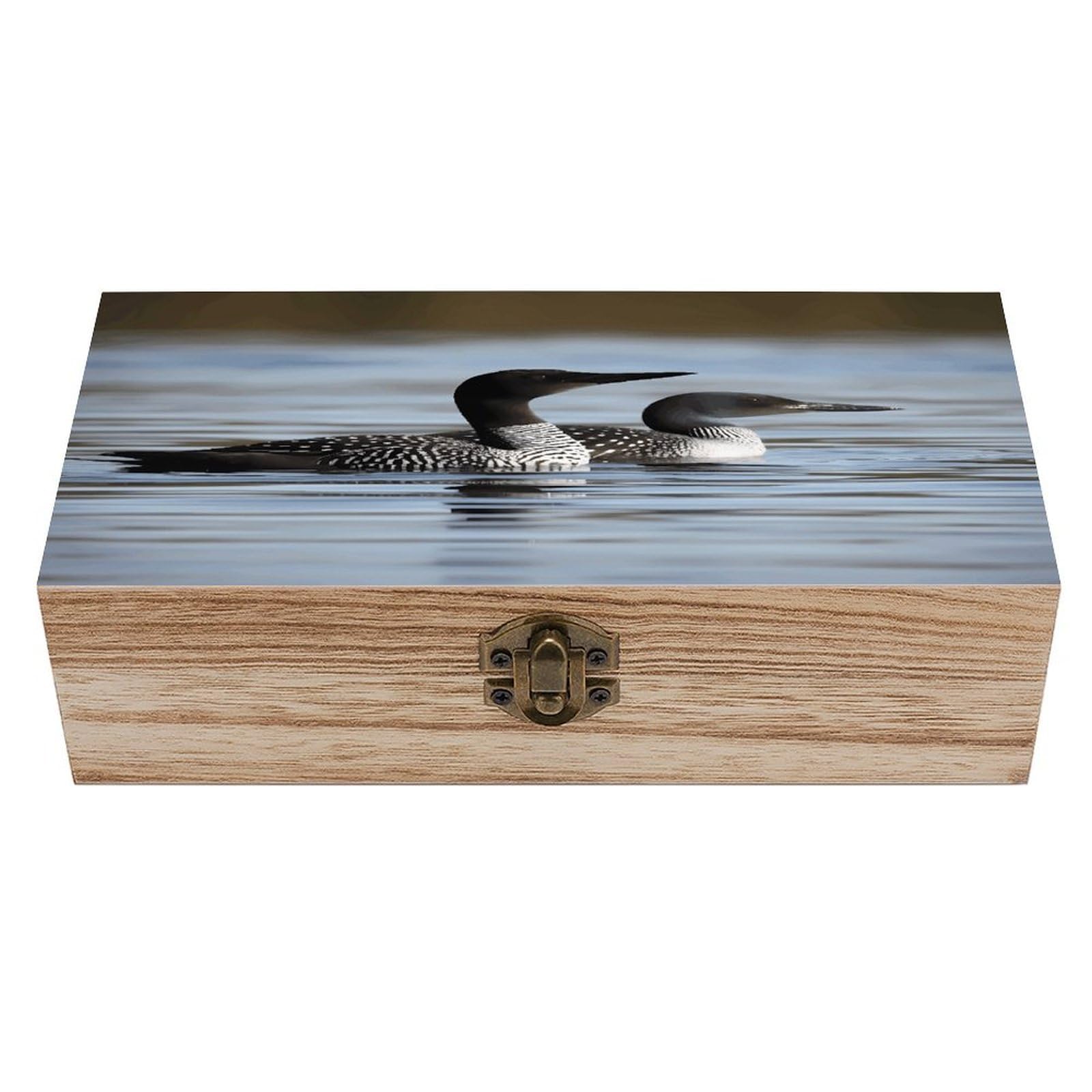 asbwuo Loon Birds Wood Keepsake Box Wooden Box with Hinged Lid