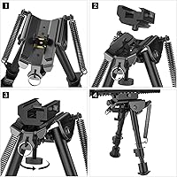 Vista 5 de MidTen Bípode para rifle de 6 a 9 pulgadas Bípode Picatinny para caza, patas ajustables plegables resistentes con adaptador Picatinny