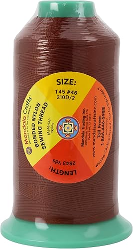 Miniatura 872 de Mandala Crafts Hilos de coser resistentes de nailon consolidado, hilo para tejer jeans de cuero, hilos de tapicería marina al aire libre, Beige