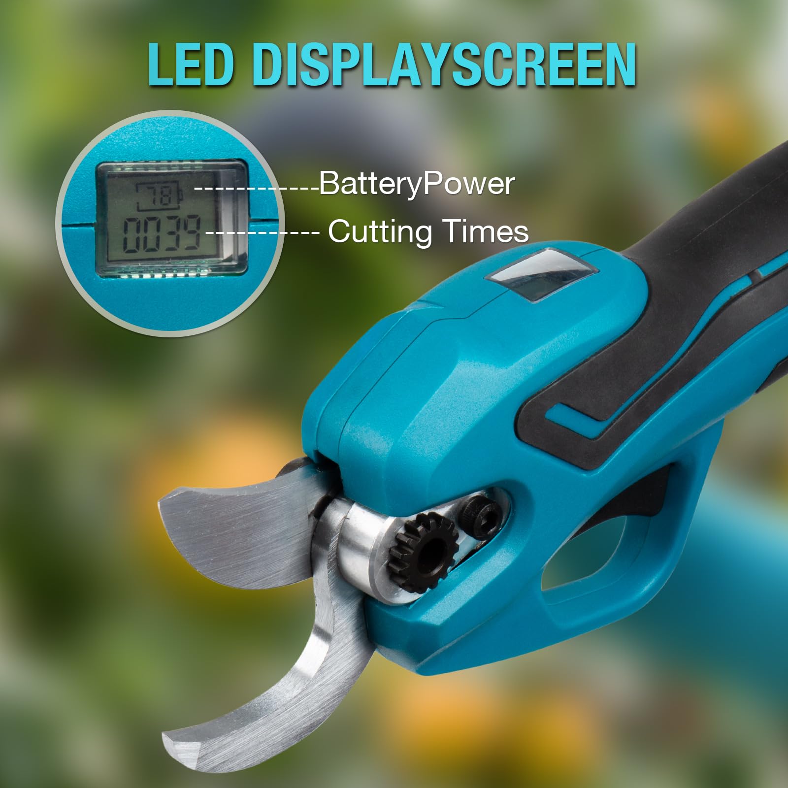 Podadora a batería para Makita 18V, 600 W, tijeras de podar eléctricas profesionales con 2 baterías de 2000 mAh, motor sin escobillas y podómetro LED con diámetro de corte de 35 mm