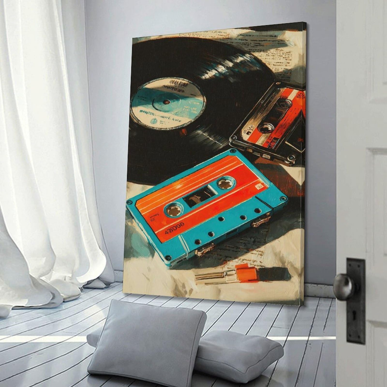 FQCYN Vintage-Musikposter aus den 90er-Jahren, nostalgische Vinyl-Kassette, Stillleben, 50 x 75 cm