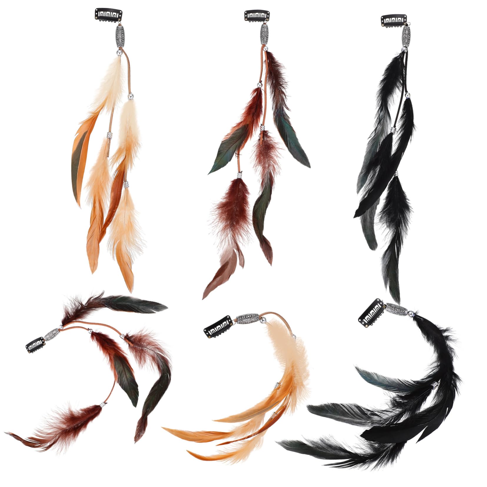 Extensions de Cheveux Plume à Clipser 6 Pièces, Style Rétro Vintage